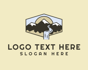 Hexagon - Mountain Range River Falls logo design