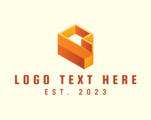 Orange - Geometric 3D Letter P Company logo design