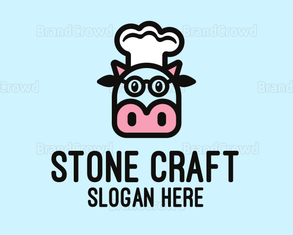 Glasses Cow Chef Logo