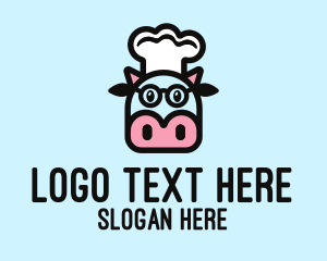 Fresh Milk - Glasses Cow Chef logo design