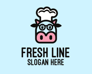 Glasses Cow Chef logo design