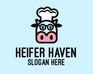 Heifer - Glasses Cow Chef logo design