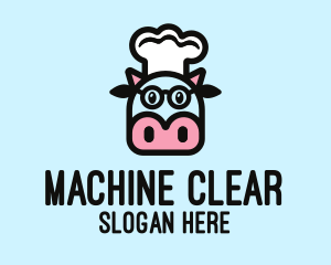 Cow Head - Glasses Cow Chef logo design