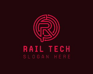 Tech Circuit Letter R logo design