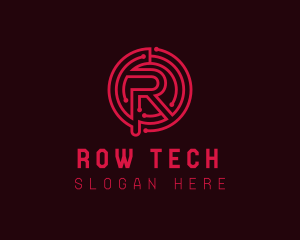 Tech Circuit Letter R logo design