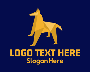 Dog Trainer - Yellow Hound Origami logo design