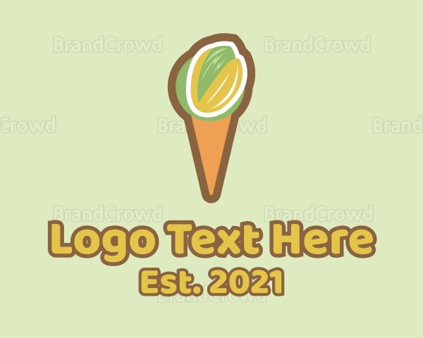 Pistachio Ice Cream Cone Logo