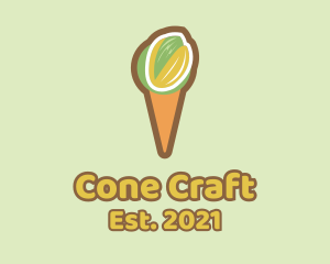 Cone - Pistachio Ice Cream Cone logo design