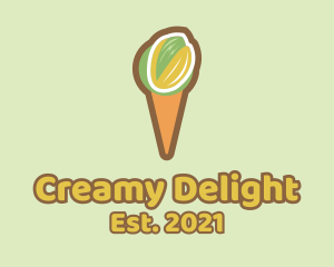 Yogurt - Pistachio Ice Cream Cone logo design