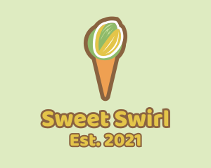 Soft Serve - Pistachio Ice Cream Cone logo design