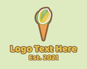 Yogurt - Pistachio Ice Cream Cone logo design