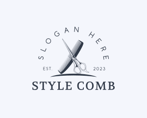 Comb - Scissor Comb Barbershop logo design