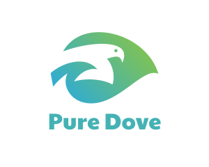 Gradient Leaf Dove  logo design