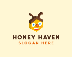 Beekeeping - Honey Bee Head logo design