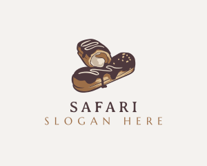 Cafe - Chocolate Eclair Dessert logo design