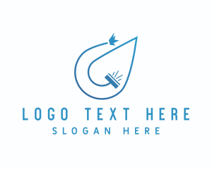 Sanitary - Blue Droplet Squeegee logo design