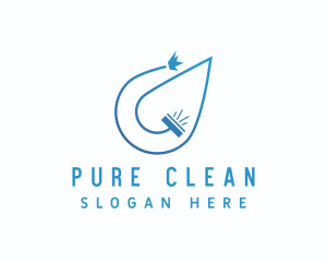 Blue Droplet Squeegee logo design