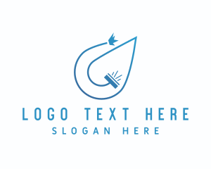 Squeegee - Blue Droplet Squeegee logo design