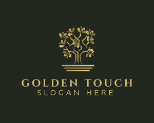 Golden Bonsai Tree logo design