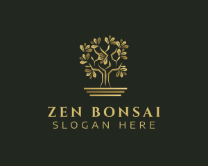 Bonsai - Golden Bonsai Tree logo design