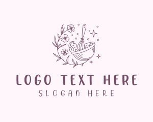 Whisk - Floral Baking Whisk logo design