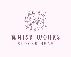 Floral Baking Whisk logo design