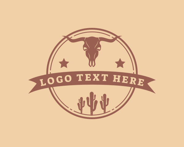 Cactus - Old Western Longhorn logo design