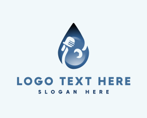 Water - Wrench Droplet Plumbing logo design