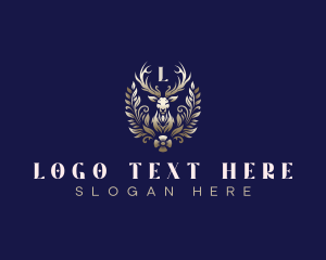 Kingdom - Luxury Floral Deer logo design