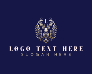 Vip - Luxury Floral Deer logo design