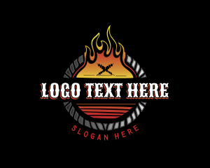 Hot - Grill Barbeque logo design