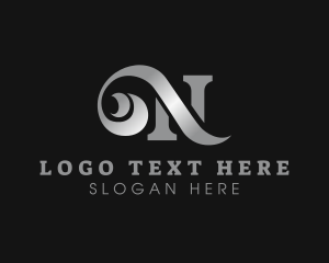 Monochrome - Cursive Gradient Letter N logo design