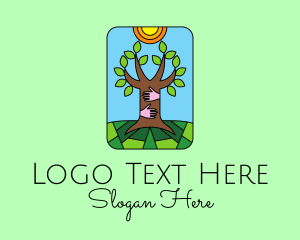 Tree Planting - Stained Glass Nature Lover logo design