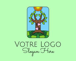 Tree Planting - Stained Glass Nature Lover logo design