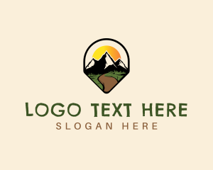 Camping - Tropical Mountain Summit logo design