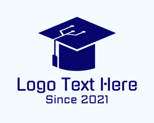 Graduation Hat - Tech Circuit Graduation Cap logo design