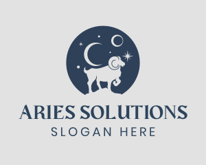 Aries - Moon Ram Dream logo design