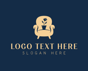 Upholsterer - Chair Flower Decor logo design