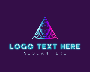 Electronic - Pyramid Neon Triangle logo design