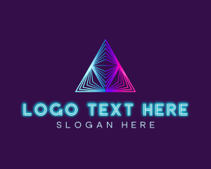 Telecommunication - Pyramid Neon Triangle logo design