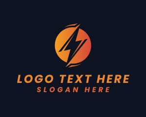 Thunderbolt - Circle Electric Lightning Energy logo design