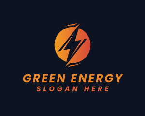 Circle Electric Lightning Energy logo design