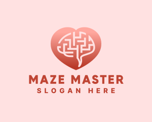 Brain Maze Love logo design