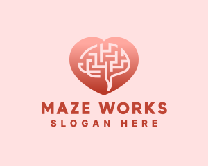 Maze - Brain Maze Love logo design