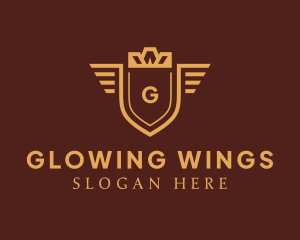 Luxe Crown Shield Wings logo design