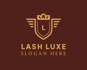 Luxe Crown Shield Wings logo design