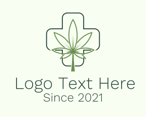 Cross - Cannabis Leaf Cross logo design