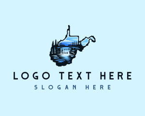 West Virginia - West Virginia River Waterfall logo design