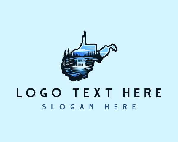 West Virginia - West Virginia River Waterfall logo design