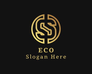 Gold Cryptocurrency Letter S Logo